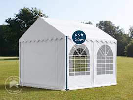 10x13 ft Party Tent w. Groundbar, PVC 800, White