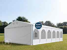 26x39 ft 8.5 ft Sides Party Tent w. Base Frame, PVC 800, White 26x39 ft 8.5 ft Sides Party Tent w. Base Frame, PVC 800, White