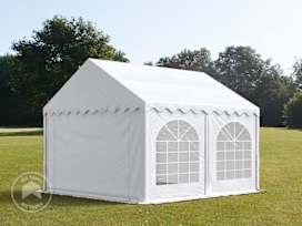 10x10 ft Party Tent w. Base Frame, PVC 750, White 10x10 ft Party Tent w. Base Frame, PVC 750, White