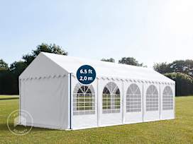 13x33 ft Party Tent w. Base Frame, PVC 800, White