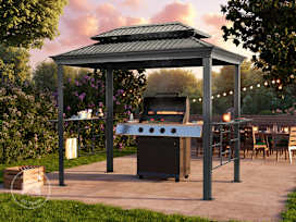 9 x 6 ft BBQ Grill Gazebo, Hardtop with Ventilation