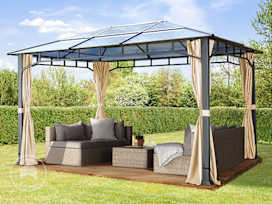 10x13ft Hardtop Gazebo Sunset Deluxe, Champagne 10x13ft Hardtop Gazebo Sunset Deluxe, Champagne