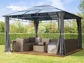 13x13ft Hardtop Gazebo Sunset Deluxe, Gray 13x13ft Hardtop Gazebo Sunset Deluxe, Gray