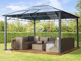 13x13ft Hardtop Gazebo Sunset Deluxe, Gray 13x13ft Hardtop Gazebo Sunset Deluxe, Gray