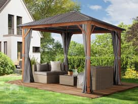 Garden Gazebo Forest Superior 10x10 ft, Loft Gray with Oak Finish