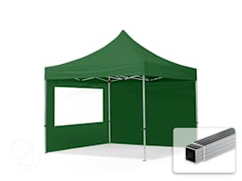 10x10 ft PES 700 Pop-Up Canopy ECONOMY Aluminum 1.3 in., incl. Sidewalls with Panorama Windows, Dark Green 10x10 ft PES 700 Pop-Up Canopy ECONOMY Aluminum 1.3 in., incl. Sidewalls with Panorama Windows, Dark Green