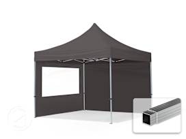 10x10 ft PES 700 Pop-Up Canopy ECONOMY Aluminum 1.3 in., incl. Sidewalls with Panorama Windows, Dark Gray