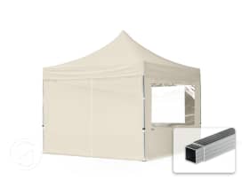 10x10 ft PES 700 Pop up canopy ECONOMY Aluminium 1.3 in., incl. Sidewalls with Panorama Windows, Cream