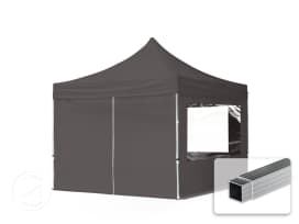 10x10 ft PES 700 Pop up canopy ECONOMY Aluminium 1.3 in., incl. Sidewalls with Panorama Windows, Dark Gray