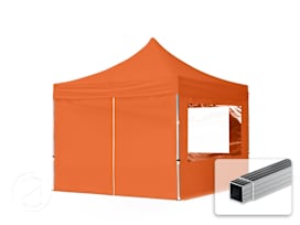 10x10 ft PES 700 Pop-Up Canopy ECONOMY Aluminum 1.3 in., incl. Sidewalls with Panorama Windows, Orange