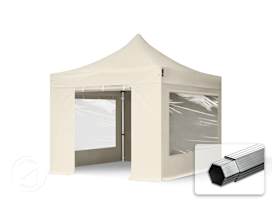 10x10 ft PES 800 Pop-Up Canopy PROFESSIONAL Aluminum 1.6 in., incl. Sidewalls with Panorama Windows, Cream
