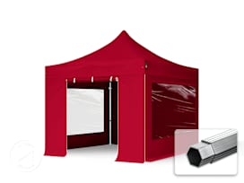 10x10 ft PES 800 Pop-Up Canopy PROFESSIONAL Aluminum 1.6 in., incl. Sidewalls with Panorama Windows, Red