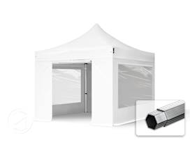 10x10 ft PES 800 Pop-Up Canopy PROFESSIONAL Aluminum 1.6 in., incl. Sidewalls with Panorama Windows, White