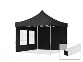 10x10 ft PES 700 Pop up canopy ECONOMY Steel 1.2 in., incl. Sidewalls with Windows, Black