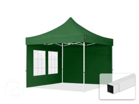 10x10 ft PES 700 Pop up canopy ECONOMY Steel 1.2 in., incl. Sidewalls with Windows, Dark Green