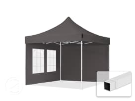 10x10 ft PES 700 Pop up canopy ECONOMY Steel 1.2 in., incl. Sidewalls with Windows, Dark Gray