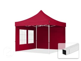 10x10 ft PES 700 Pop up canopy ECONOMY Steel 1.2 in., incl. Sidewalls with Windows, Red