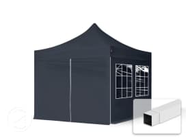 10x10 ft PES 700 Pop up canopy ECONOMY Steel 1.2 in., incl. Sidewalls with Windows, Black