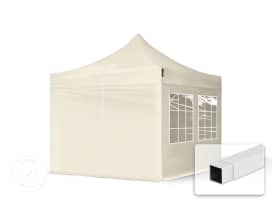 10x10 ft PES 700 Pop up canopy ECONOMY Steel 1.2 in., incl. Sidewalls with Windows, Cream