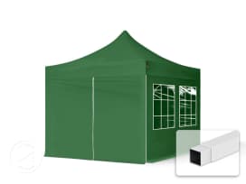 10x10 ft PES 700 Pop up canopy ECONOMY Steel 1.2 in., incl. Sidewalls with Windows, Dark Green