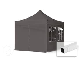 10x10 ft PES 700 Pop up canopy ECONOMY Steel 1.2 in., incl. Sidewalls with Windows, Dark Gray