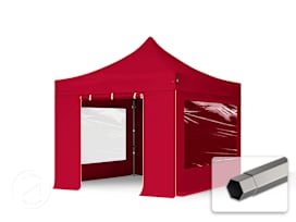 10x10 ft PES 750 Pop-Up Canopy PREMIUM Steel 1.6 in., incl. Sidewalls with Panorama Windows, Red 10x10 ft PES 750 Pop-Up Canopy PREMIUM Steel 1.6 in., incl. Sidewalls with Panorama Windows, Red