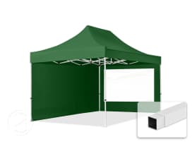 10x15 ft PES 700 Pop up canopy ECONOMY Steel 1.2 in., incl. Sidewalls with Panorama Windows, Dark Green