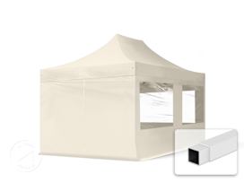10x15 ft PES 700 Pop-Up Canopy ECONOMY Steel 1.2 in., incl. Sidewalls with Panorama Windows, Cream