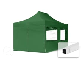 10x15 ft PES 700 Pop-Up Canopy ECONOMY Steel 1.2 in., incl. Sidewalls with Panorama Windows, Dark Green