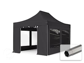 10x15 ft PES 750 Pop-Up Canopy PREMIUM Steel 1.6 in., incl. Sidewalls with Panorama Windows, Black 10x15 ft PES 750 Pop-Up Canopy PREMIUM Steel 1.6 in., incl. Sidewalls with Panorama Windows, Black