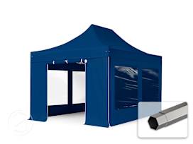 10x15 ft PES 750 Pop-Up Canopy PREMIUM Steel 1.6 in., incl. Sidewalls with Panorama Windows, Blue 10x15 ft PES 750 Pop-Up Canopy PREMIUM Steel 1.6 in., incl. Sidewalls with Panorama Windows, Blue