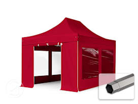 10x15 ft PES 750 Pop-Up Canopy PREMIUM Steel 1.6 in., incl. Sidewalls with Panorama Windows, Red 10x15 ft PES 750 Pop-Up Canopy PREMIUM Steel 1.6 in., incl. Sidewalls with Panorama Windows, Red