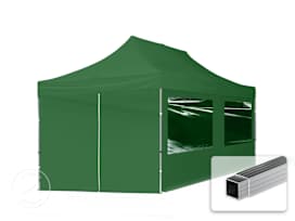 10x20 ft PES 700 Pop-Up Canopy ECONOMY Aluminum 1.3 in., incl. Sidewalls with Panorama Windows, Dark Green