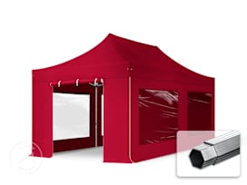 10x20 ft PES 800 Pop-Up Canopy PROFESSIONAL Aluminum 1.6 in., incl. Sidewalls with Panorama Windows, Red