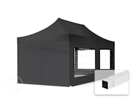 10x20 ft PES 700 Pop-Up Canopy ECONOMY Steel 1.2 in., incl. Sidewalls with Panorama Windows, Black