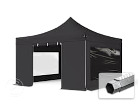 13x13 ft PES 800 Pop-Up Canopy PROFESSIONAL Aluminum 1.6 in., incl. Sidewalls with Panorama Windows, Black 13x13 ft PES 800 Pop-Up Canopy PROFESSIONAL Aluminum 1.6 in., incl. Sidewalls with Panorama Windows, Black