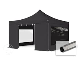 13x13 ft PES 750 Pop-Up Canopy PREMIUM Steel 1.6 in., incl. Sidewalls with Panorama Windows, Black 13x13 ft PES 750 Pop-Up Canopy PREMIUM Steel 1.6 in., incl. Sidewalls with Panorama Windows, Black