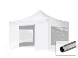 13x13 ft PES 750 Pop-Up Canopy PREMIUM Steel 1.6 in., incl. Sidewalls with Panorama Windows, White