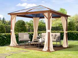 10x10ft Hardtop Gazebo Forest Deluxe, Champagne