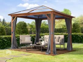 10x10ft Hardtop Gazebo Forest Deluxe, Gray