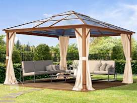 13x13ft Hardtop Gazebo Forest Deluxe, Champagne 13x13ft Hardtop Gazebo Forest Deluxe, Champagne