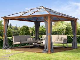 13x13ft Hardtop Gazebo Forest Deluxe, Gray 13x13ft Hardtop Gazebo Forest Deluxe, Gray