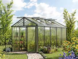 DIAMAS 7.7 x 12.6 ft Greenhouse, 16mm Twin-Wall Polycarbonate Panels with Bonus Value Kit DIAMAS 7.7 x 12.6 ft Greenhouse, 16mm Twin-Wall Polycarbonate Panels with Bonus Value Kit
