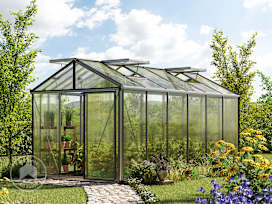 DIAMAS 7.7 x 15.1 ft Greenhouse, 16mm Twin-Wall Polycarbonate Panels with Bonus Value Kit