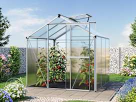 JASMIN 6.3 x 6.3ft Greenhouse, 6mm Twin-Wall Polycarbonate Panels JASMIN 6.3 x 6.3ft Greenhouse, 6mm Twin-Wall Polycarbonate Panels