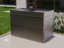 30” Tall Raised Garden Bed (2.8' x 4.9'), Steel, Metallic-Anthracite, Incl. Cold Frame Attachment