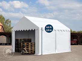 10x13 ft Storage Tent / Shelter with Base Frame, PVC 750, White 10x13 ft Storage Tent / Shelter with Base Frame, PVC 750, White