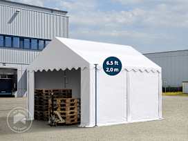 10x13 ft Storage Tent / Shelter with Base Frame, PVC 800, White