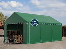 10x20 ft Storage Tent / Shelter with Base Frame, PVC 750, Dark Green