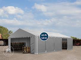 16x33 ft Storage Tent / Shelter with Base Frame, PVC 750, Gray